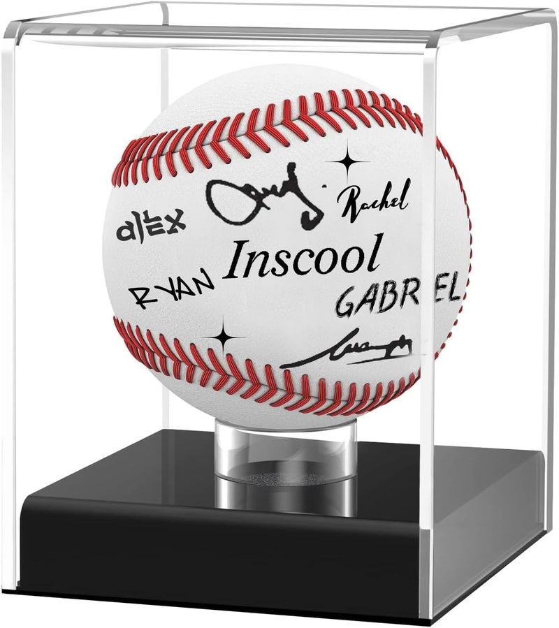 Inscool Acrylic Baseball Display Case, UV Protected Clear Display Cube, Memorabilia Baseball Case (Rounded Base) - Image 1